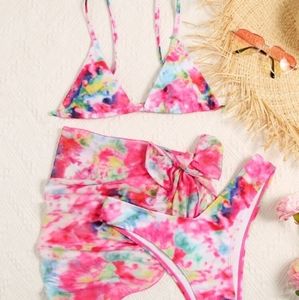 Tie dye 3 piece bikini set